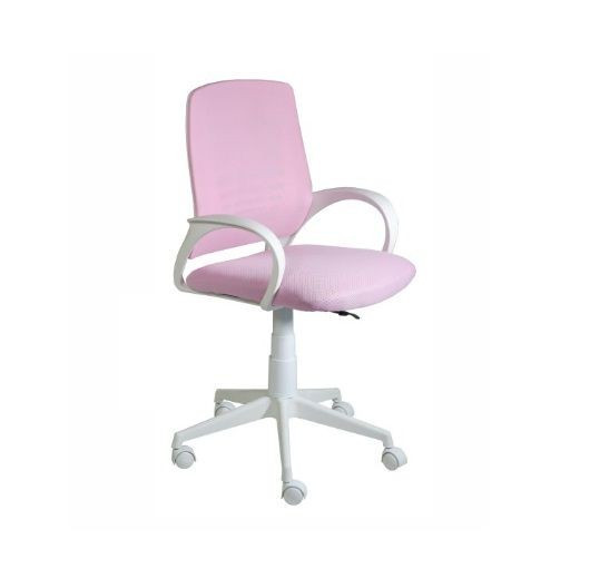 Кресло Ирис White сетка/ткань розовая в Ягодном - yagodnyj.germes-mebel.ru | фото