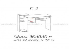 Компьютерный стол №12 (Анкор белый) в Ягодном - yagodnyj.germes-mebel.ru | фото