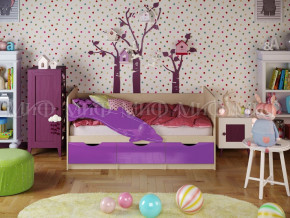 Кровать Дельфин-1 800*1600 (Фиолетовый металлик/дуб крафт белый) в Ягодном - yagodnyj.germes-mebel.ru | фото