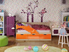 Кровать Дельфин-1 800*1600 (Оранжевый металлик/дуб крафт белый) в Ягодном - yagodnyj.germes-mebel.ru | фото