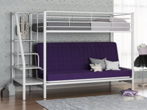Кровать двухъярусная с диваном "Мадлен-3" (Белый/Фиолетовы) в Ягодном - yagodnyj.germes-mebel.ru | фото
