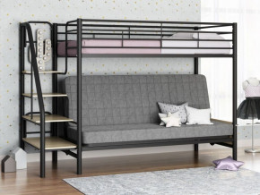 Кровать двухъярусная с диваном "Мадлен-3" (Черный/Серый) в Ягодном - yagodnyj.germes-mebel.ru | фото
