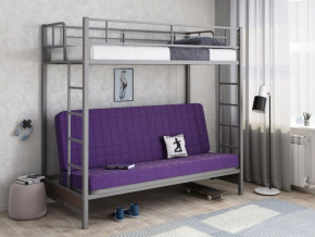 Кровать двухъярусная с диваном "Мадлен" (Серый/Фиолетовый) в Ягодном - yagodnyj.germes-mebel.ru | фото