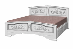 ЕЛЕНА Кровать из массива 1600 (Белый жемчуг) с 2-мя ящиками в Ягодном - yagodnyj.germes-mebel.ru | фото