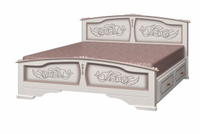 ЕЛЕНА Кровать из массива 1400 (Дуб Молочный) с 2-мя ящиками в Ягодном - yagodnyj.germes-mebel.ru | фото